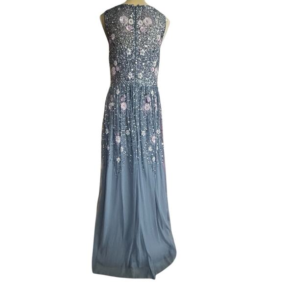 Adrianna Papell Floral Embellished V-Neck Formal Sequin Gown Size 8 NWT - Picture 8 of 15